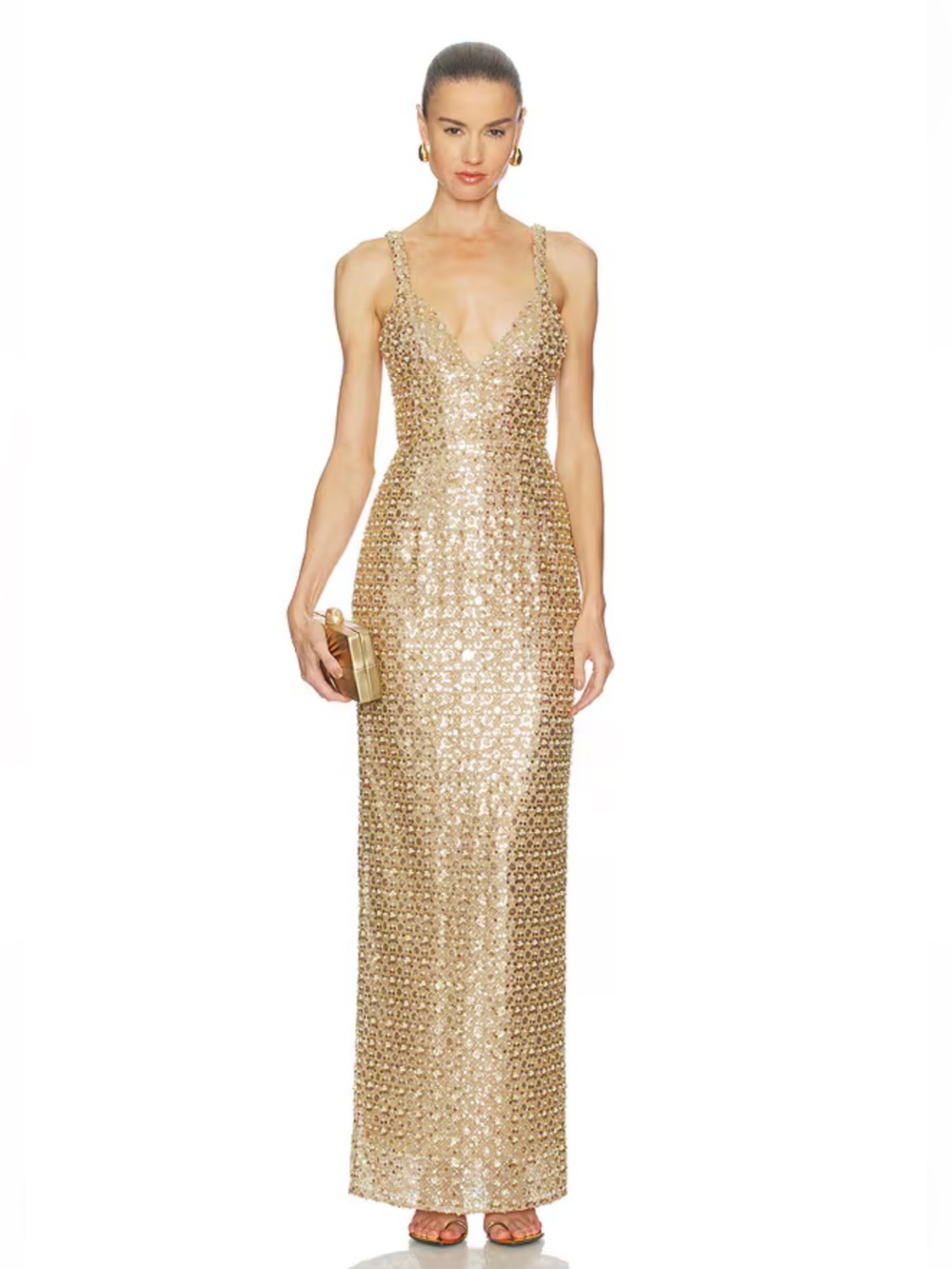 ❤️ Bronx and Banco Allegra Sequin Maxi Dress in Gold